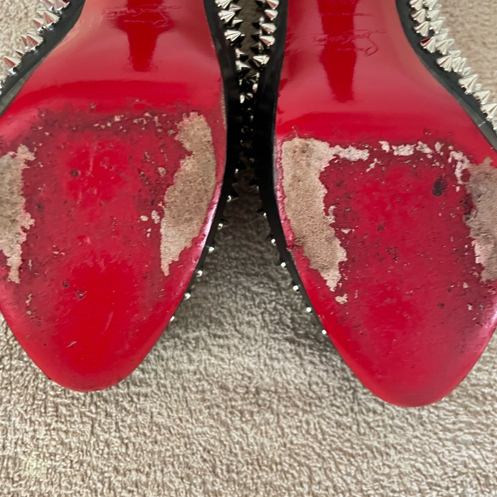 CHRISTIAN LOUBOUTIN BIANCA SHOES BLACK-SILVER SIZE 40.5 - Picture 6 of 11